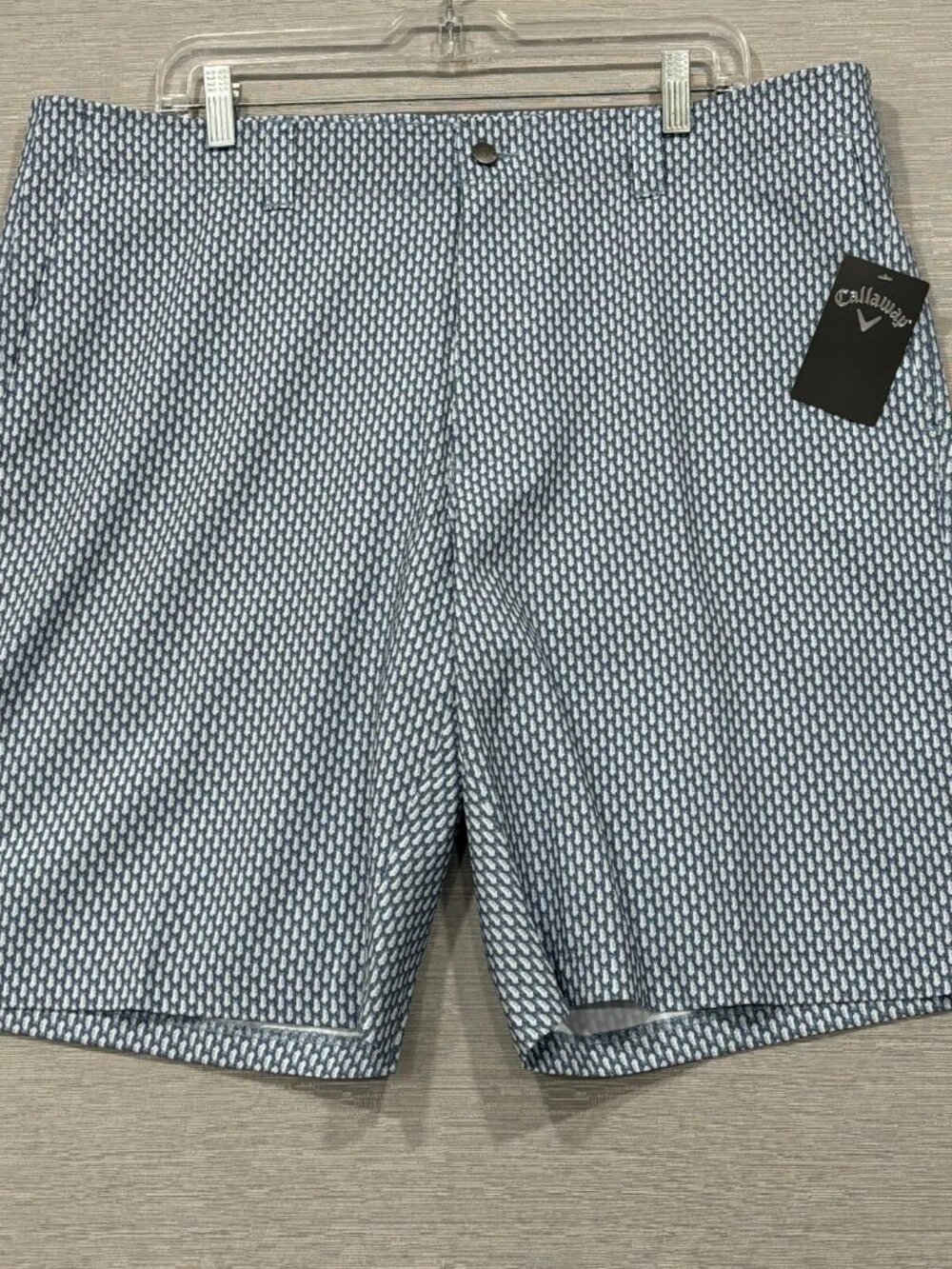 Callaway Golf Shorts Mens 38 x 10 Blue Golf Bag Pattern Comfort Waistband